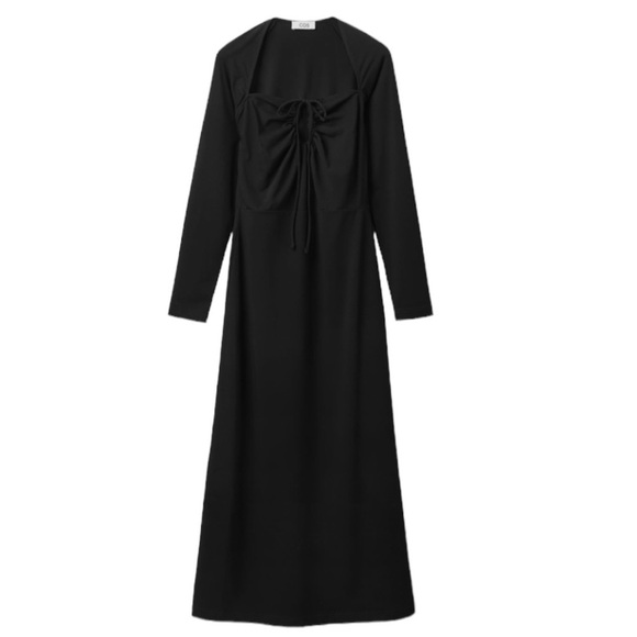 NWOT COS Halter Neck Maxi Dress Black Keyhole Convertible Minimalist Sz Medium - Picture 6 of 17